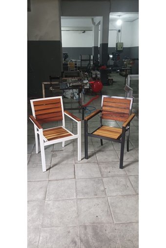 Bykoçmobilya Dikdörtgen Ahşap-Metal 80x130 cm Beyaz-Kahverengi Kamp Masası