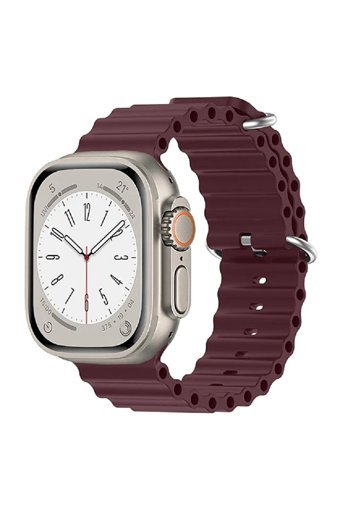 Psgt 1-2-3-4-5-6-7-8-Se-Ultra Silikon 42-44-45-49 mm Yetişkin Akıllı Saat Kordonu Bordo