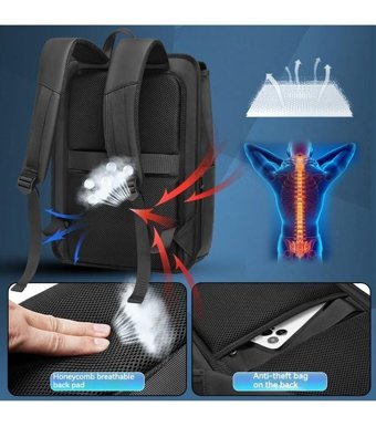 Eurcool Ec6620 Moda Büyük Kapasiteli Siyah Erkek Sırt Çantası