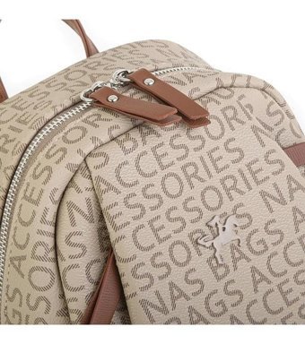 Nas Bag 1201 Yazılı Vizon Taba Kadın Sırt Çantası