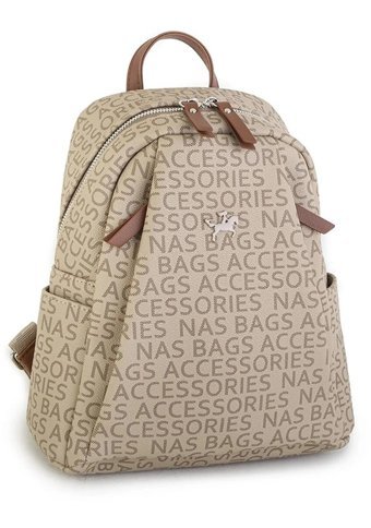Nas Bag 1201 Yazılı Vizon Taba Kadın Sırt Çantası