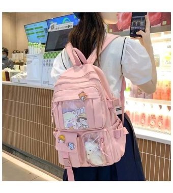 Eternal Luck Çok Bölmeli Büyük Kapasiteli Pembe Kadın Sırt Çantası