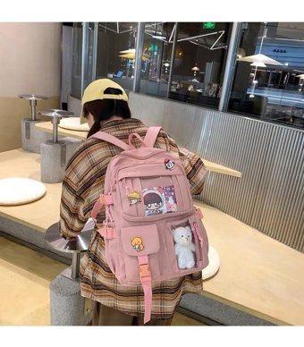 Eternal Luck Çok Bölmeli Büyük Kapasiteli Pembe Kadın Sırt Çantası