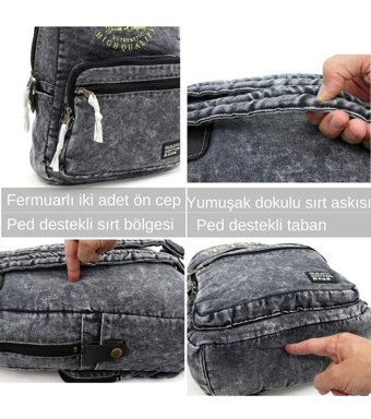 Oldcottoncargo Old Cotton 5055 Antrasit Vintage Sırt Seyahat Kadın Sırt Çantası