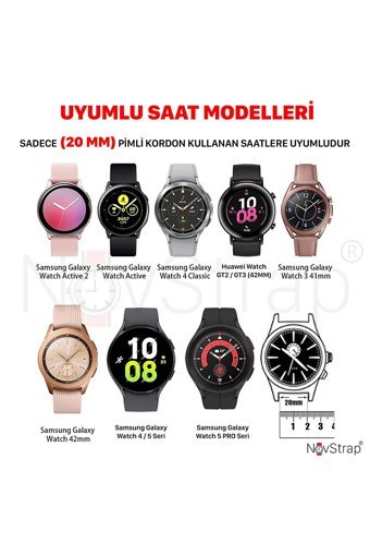 Novstrap Galaxy Watch 4-5-Classic-Watch 5 Pro 42-46 mm Yetişkin Akıllı Saat Kordonu Yeşil