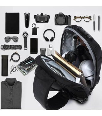 Crossbody Dış Mekan Çok Fonksiyonlu Su Geçirmez Seyahat Gri Erkek Sırt Çantası