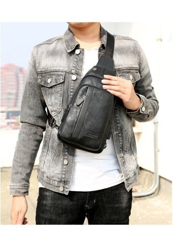 Eternal Luck Yeni Açık Usb Crossbody Siyah Erkek Sırt Çantası