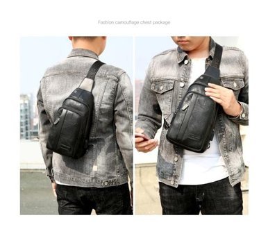 Eternal Luck Yeni Açık Usb Crossbody Siyah Erkek Sırt Çantası