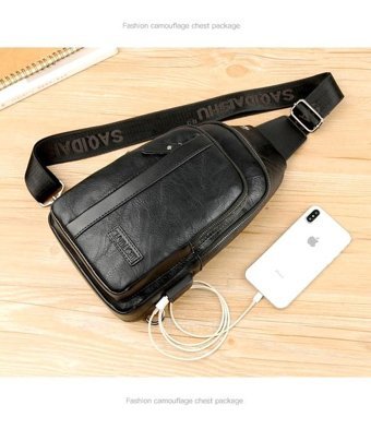 Eternal Luck Yeni Açık Usb Crossbody Siyah Erkek Sırt Çantası