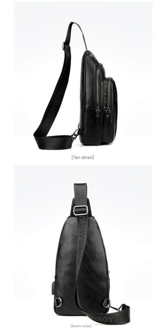 Eternal Luck Yeni Açık Usb Crossbody Siyah Erkek Sırt Çantası
