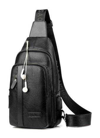 Eternal Luck Yeni Açık Usb Crossbody Siyah Erkek Sırt Çantası