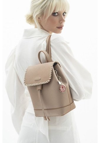 Valentino Orlandi Monogram Somon Bej Vlt024 Kadın Sırt Çantası