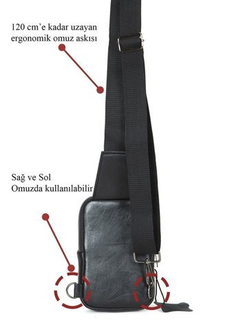 Newish Polo Body Bag Çapraz Hakiki Deri Siyah Erkek Sırt Çantası