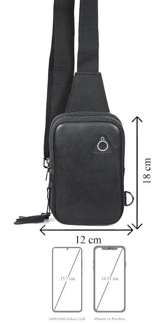 Newish Polo Body Bag Çapraz Hakiki Deri Siyah Erkek Sırt Çantası