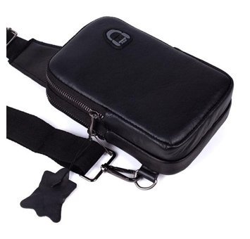 Newish Polo Body Bag Çapraz Hakiki Deri Siyah Erkek Sırt Çantası