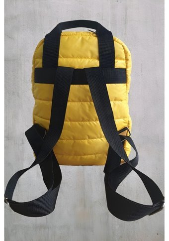 Gio&Mi Spor Pofuduk Paraşüt Puffy Kumaş Büyük Boy Sarı Kadın Sırt Çantası