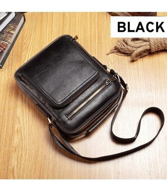 Generic Deri Günlük Seyahat Crossbody Siyah Erkek Sırt Çantası