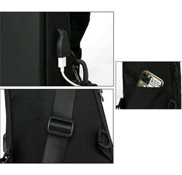 Arion Usb Şarj Portlu Siyah Erkek Sırt Çantası