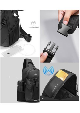 Bange Bg77120 Usb Şarj Portlu Tek Siyah Erkek Sırt Çantası