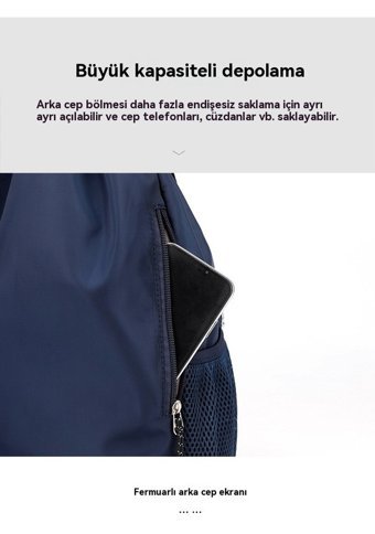 Eternal Luck Büzgülü Stil Koyu Mavi Kadın Sırt Çantası