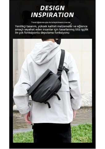 Happyplanet Crossbody Su Geçirmez Motosiklet Siyah Erkek Sırt Çantası