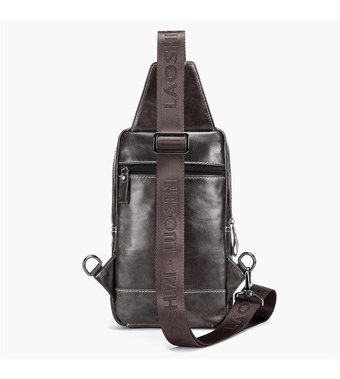 Laoshızı Hakiki Deri Moda Crossbody Koyu Kahverengi Erkek Sırt Çantası