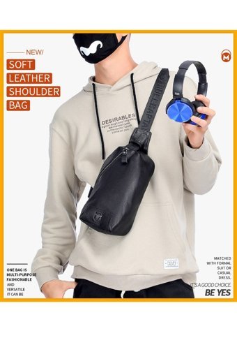 Bull Captan Deri Crossbody Siyah Erkek Sırt Çantası