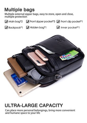 Bull Captan Retro Günlük Crossbody Siyah Erkek Sırt Çantası