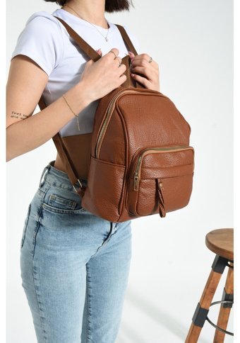 Valu Accessorize Çok Bölmeli Taba Kadın Sırt Çantası
