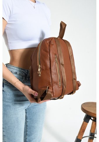 Valu Accessorize Çok Bölmeli Taba Kadın Sırt Çantası