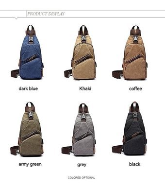 Zuolunduo Casual Usb Çapraz Askı Siyah Erkek Sırt Çantası
