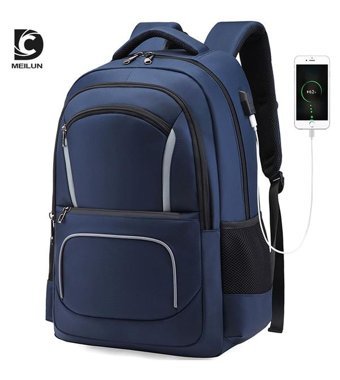 Dc Meilun Büyük Kapasiteli Usb Koyu Mavi Erkek Sırt Çantası