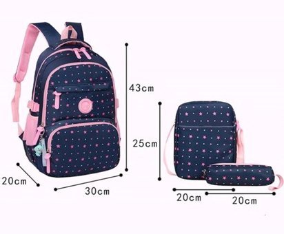 Sones 3 Psc Sets Genç Kızlar İçin Moda Erkek Koyu Mavi Sırt Çantası