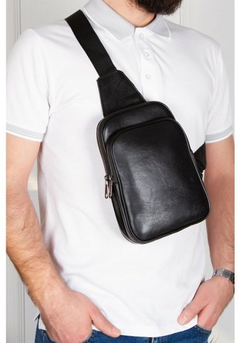 Byhakan Nw2074 Hakiki Deri Body Bag Çapraz Siyah Erkek Sırt Çantası