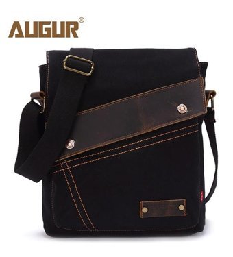 Augur 9088 Vintage Kanvas Çapraz Siyah Erkek Sırt Çantası