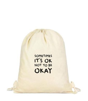 Tabby Design Okay Motto Baskılı Büzgülü Krem Kadın Sırt Çantası
