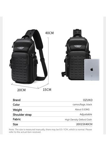 Ozuko Su Geçirmez Crossbody Siyah Erkek Sırt Çantası