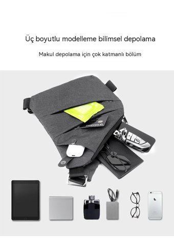 Happyplanet Şık Büyük Kapasiteli Çok Katlı Çapraz Mavi Sol Erkek Sırt Çantası