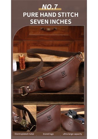 Bull Captan Hakiki Deri Crossbody Kahverengi Erkek Sırt Çantası