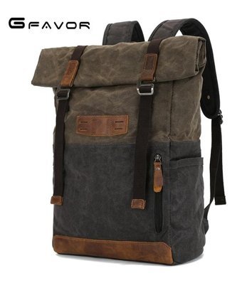 Gfavor Gf0158 Mumlu Kanvas Erkek Haki Sırt Çantası