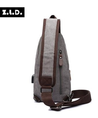 Zuolunduo Casual Usb Çapraz Askı Gri Erkek Sırt Çantası