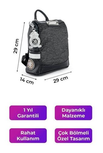 Kriste Bell Siyah 26449 Kadın Sırt Çantası