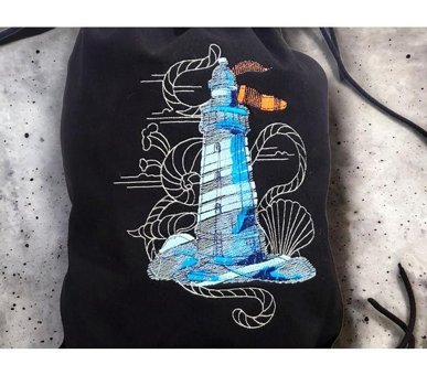 Shules Collection Deniz Feneri Nakış İşleme Büzgülü Torba Kadın Sırt Çantası