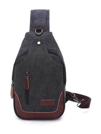 Zuolunduo Moda Kanvas Çapraz Askı Siyah Erkek Sırt Çantası