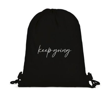 Tabby Design Keep Going Motto Baskılı Büzgülü Siyah Kadın Sırt Çantası
