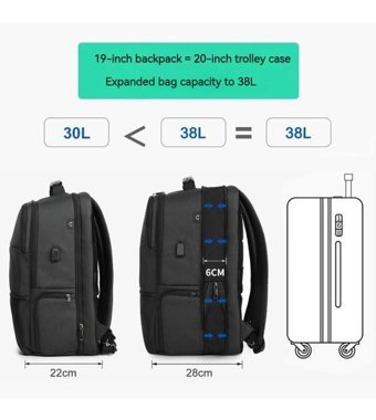 Tigernu Tb3905H Usb Şarj Genletme Siyah Erkek Sırt Çantası