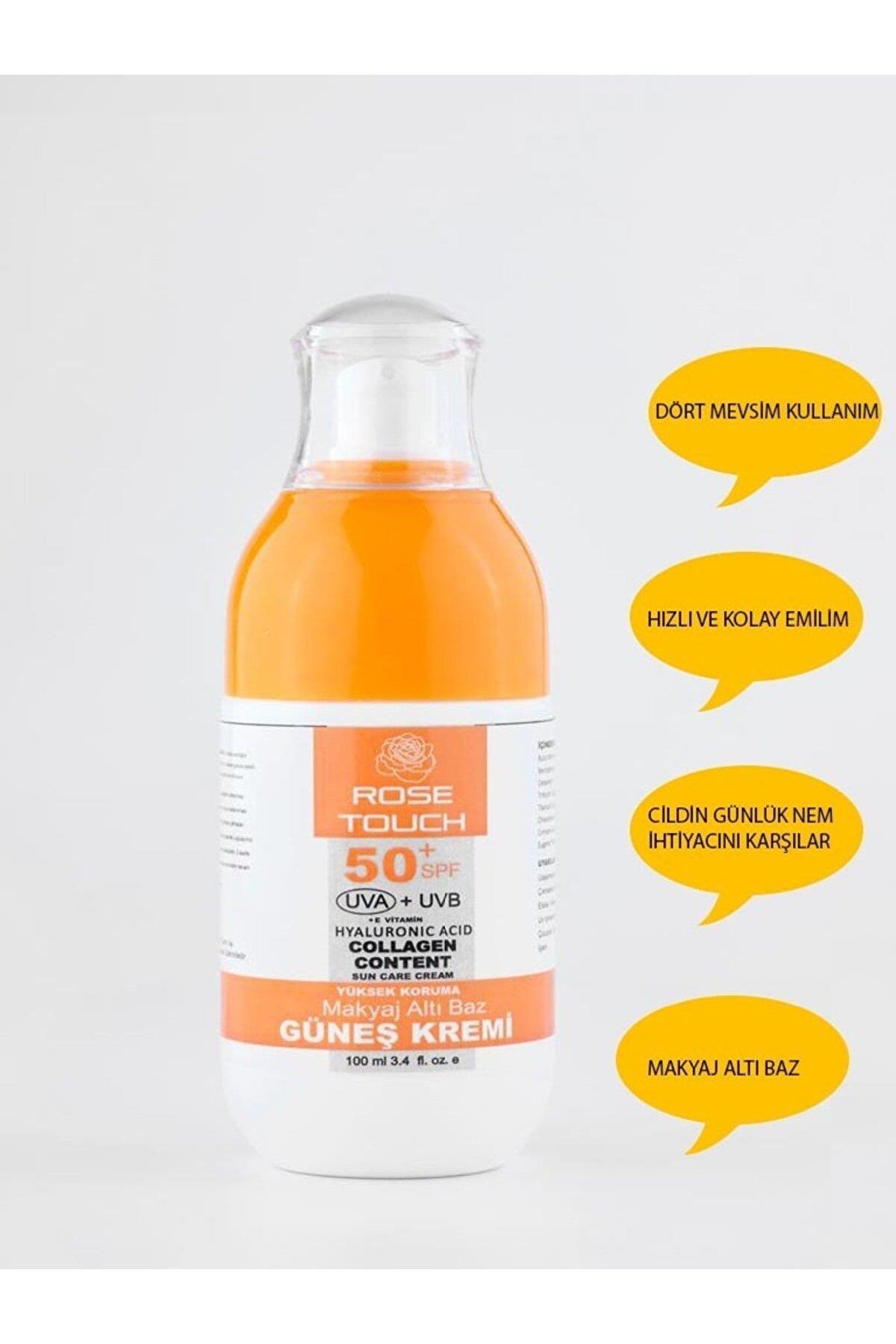 Rose Touch Renksiz 50 Faktör İçin Leke Karşıtı Nemlendirici Suya Dayanıklı Yüz Güneş Kremi 100 ml
