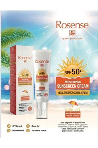 Rosense Renksiz 50 Faktör Tüm Ciltler İçin Leke Karşıtı Nemlendirici Suya Dayanıklı Yüz ve Vücut Güneş Kremi 50 ml