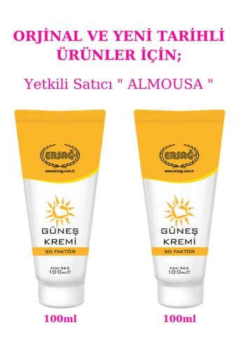 Ersağ Renksiz 50 Faktör Hassas Ciltler İçin Leke Karşıtı Nemlendirici Yaşlanma Karşıtı Suya Dayanıklı Yüz ve Vücut Güneş Kremi 100 ml
