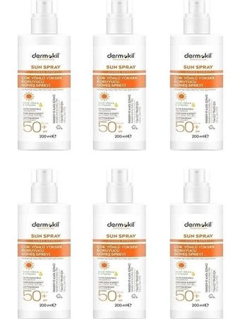 Dermokil Renksiz 50 Faktör Tüm Ciltler İçin Suya Dayanıklı Yüz ve Vücut Güneş Kremi 6x200 ml